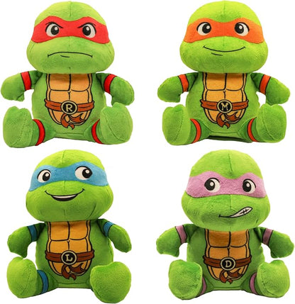 Teenage Mutant Ninja Turtle Official Merchandise | TMNT Toys Squeaky Plush Dog Toy | Stuffed Animal Turtle Squeaks for Interactive Play | 4-Pack Donatello, Michelangelo, Raphael, & Leonardo