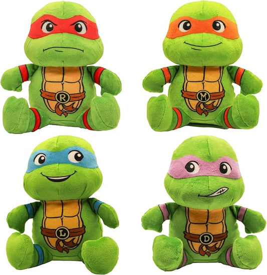 Teenage Mutant Ninja Turtle Official Merchandise | TMNT Toys Squeaky Plush Dog Toy | Stuffed Animal Turtle Squeaks for Interactive Play | 4-Pack Donatello, Michelangelo, Raphael, & Leonardo