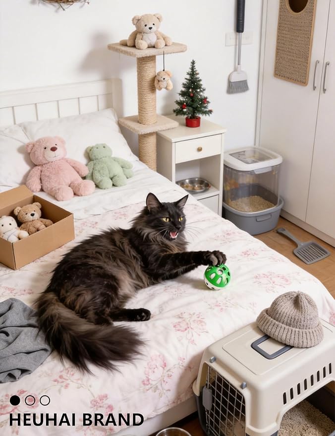 6Pcs Cat Toys Indoor for Bored Cats Kittens - 4 Bell Balls 2 Glitter Plush Balls Interactive Self Play Pet Toys (1.5'')
