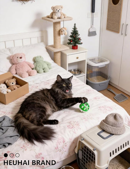 6Pcs Cat Toys Indoor for Bored Cats Kittens - 4 Bell Balls 2 Glitter Plush Balls Interactive Self Play Pet Toys (1.5'')