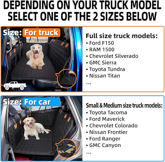 MAXFUT Truck Dog Seat Cover Back Seat,Back Seat Extender for Truck,Dog Hammock,Hard Bottom Car Seat Cover,Pet Seat Cover for F150/RAM1500/Silverado