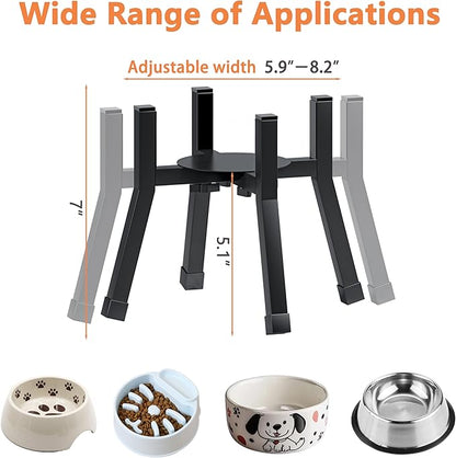 Raised Dog Bowl Stand Medium-Sized Dogs with Adjustable Width (6-8"),Single Food and Water Stand Feeder(Bowls Not Included)