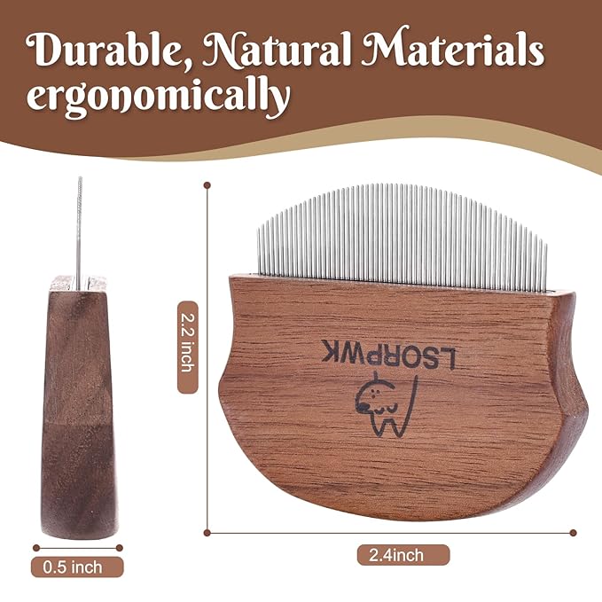Eye Comb for Dogs & Cats,Wooden Tear Stain Remover for Pets,Gentle Grooming Tool with Rounded Tips,Flea Comb for Small Dogs.