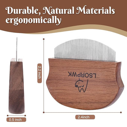 Eye Comb for Dogs & Cats,Wooden Tear Stain Remover for Pets,Gentle Grooming Tool with Rounded Tips,Flea Comb for Small Dogs.