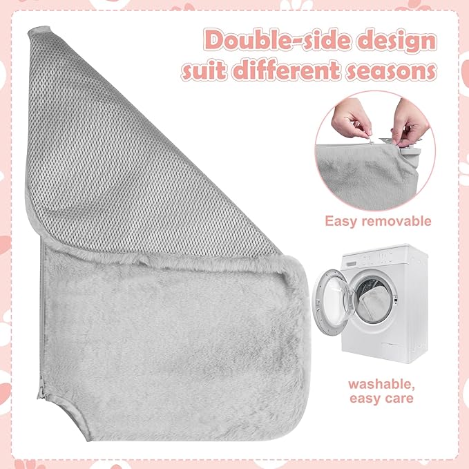 2 Pack Cat Window Perch,Cat Window Hammock Cordless Foldable Window Bed with 4 Large Strong Suction Cup,Reversible Cushion Cover,Metal Frame Easy to Adjust Window Seat Holds up to 40lbs(Gray)