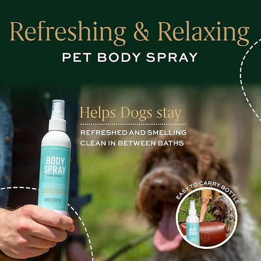 Breedwise Dog Perfume Spray - Sweet Pea & Vanilla Long Lasting Dog Cologne for Odor Neutralizing - Gentle Puppy Deodorizer & Grooming Mist for All Breeds - Made in USA (8 Oz)