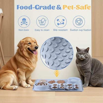 Silicone Lick Mat for Dogs & Cats – Slow Feeder Dog Bowl, Non-Slip Licking Mat for Large & Small Breeds, Puzzle Feeder & Snuffle Mat for Fast Eaters, Interactive Pet Food Mat