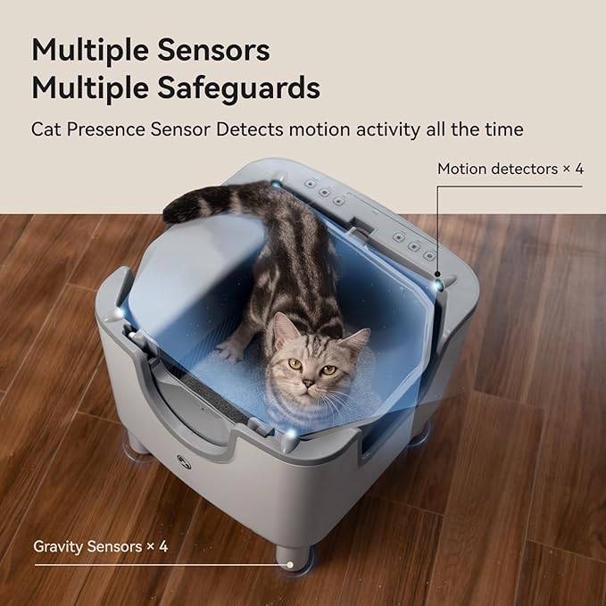 F6 Open-Top Automatic Cat Litter Box Self-Cleaning, Easy to Maintain, with Integrated Safety Protection and Odor Removal (Trash Bags Included)