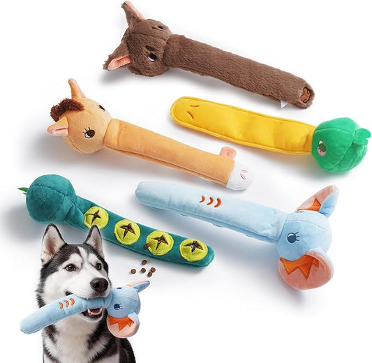 Nocciola Dog Squeak Toys 5pcs, Dog Toys to Keep Them Busy for Aggressive Chewers, Hide and Seek Crinkle Dog Toy for Large Dogs, Long Face Wild Animals Playground Series