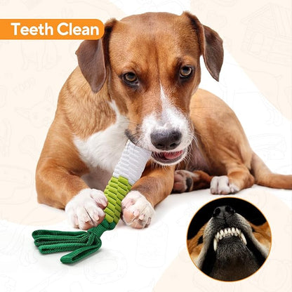 Dog Rope Toy, Tug of War Dog Toy, Cute Carrot Dog Toy with Crinkle Paper Tags, Radish