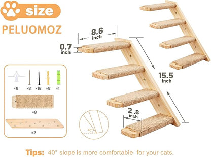 Wall Mounted 1 Pack Cat Shelf with 2 Pcs Two Steps Climber Stairs - Modern Cat Wall Furniture for Climbing, Lounging, and Playing - Perfect Hammock for Indoor Cats or Kitty