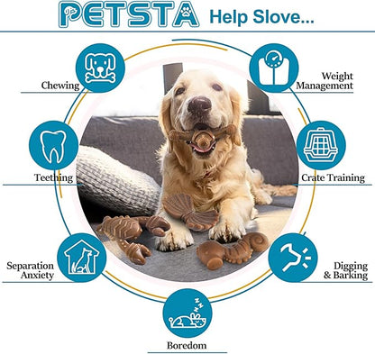 PETSTA Dog Chew Toys for Aggressive Chewers, Durable Dog Toys for Large Dogs, Heavy Duty Dog Toys/Large Dog Toys/Indestructible Dog Toys, Tough Dog Toys for Medium/Large Dogs Breed (4 Pack)