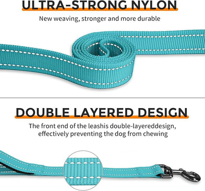 Kazazoo Hands-Free Dog Leash with Adjustable Length 6-9FT + Dual Padded Handles Reflective Safety for Walking, Jogging & Training | Suitable for Medium to Large Dogs & Puppies Green-L