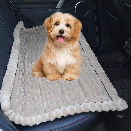 Waterproof Backseat Pet Bed Mat,Soft Plush Pet Seat Cover, Thickened Backseat Dog Bed Mat, Washable & Non-Slip Travel Pet Mat for Small Medium Dogs, Fits Car, Truck & SUV