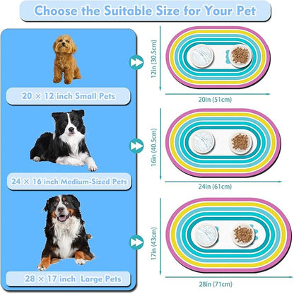 Cat Food Mat Small - 20''x12'' Absorbent Cat Feeding Mat, Pet Water Mats Protect Floor, No Stains Quick Dry Pet Placemats for Food and Water Bowl, Non-Slip Base Cats Bowl Mats for Messy Drinkers