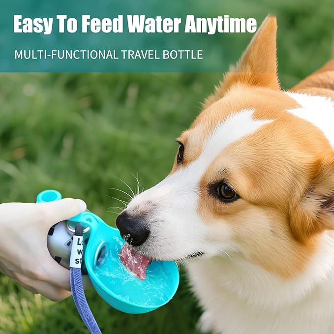 2-in-1 Portable Dog Water Bottle for Small Dogs - Leak-Proof, Compact & Foldable Pet Water Bottle with Silicone Bowl, 10oz for Walking & Travel - Stainless Steel, One-Hand Operation (1 Pink)