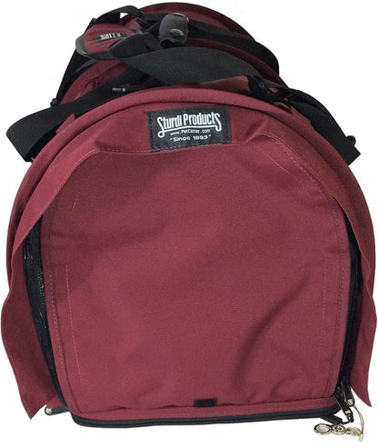 SturdiBag XL Pet Travel Carrier: Flexible Height for Cat and Dog Soft Sided with Safety Clips and Seatbelt Straps | Bordeaux, 20" x 16" x 12" (PN: SB3-PRO-BX)