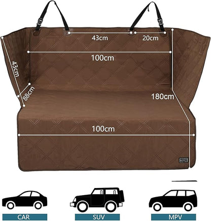 Petsfit SUV Cargo Liner for Dogs, Water-Resistant Scratchproof Dog Cover for Car with Side Flap, Durable Washable Dog Trunk Cover for SUV Against Dirt and Pet Hair, Large Size Universal Fit, Coffee