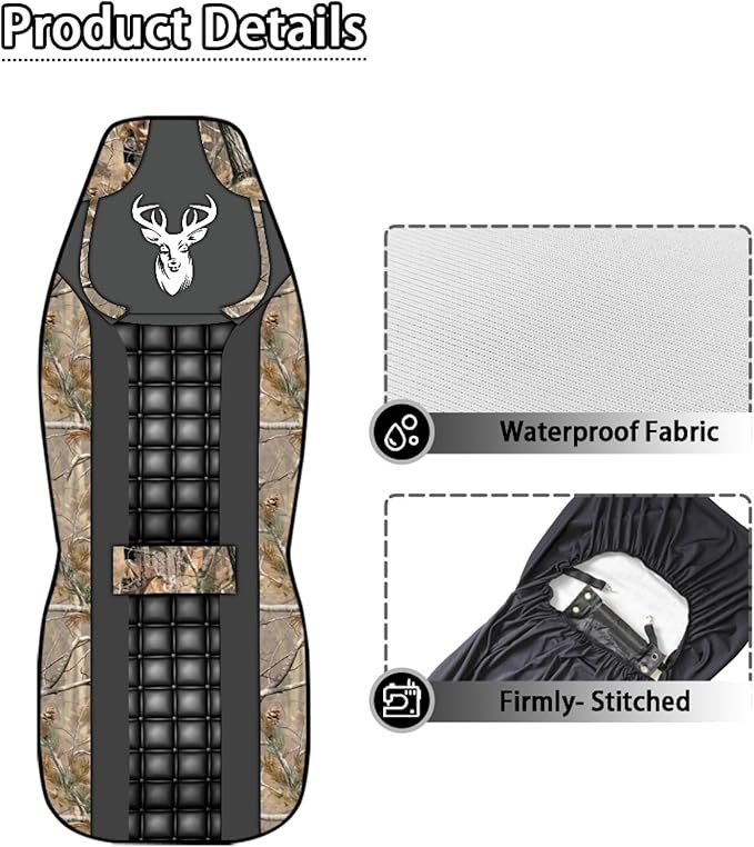 Camo Hunting Deer Car Seat Covers Waterproof Soft Car Seat Cushion Cover Auto Interior Accessories Fit for Truck, Sedan, SUV
