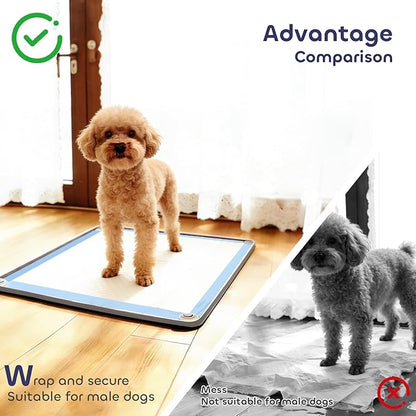 Silicone Pee Pad Holder for Dogs Fits Up to 24" x 24" Small Training Pads Leak-Proof Non-Slip Puppy Pee Pad Holder with Fixed Buttons Portable Easy to Clean