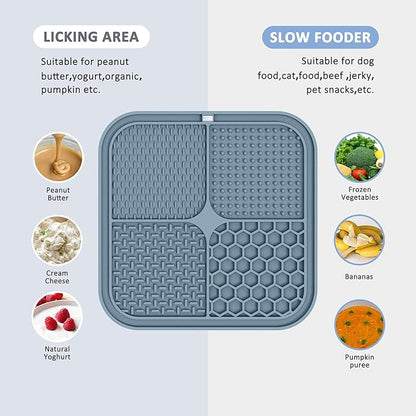 2 Pack Lick Mat for Dogs,Cats,Upgraded 8.5×8.5 inches Licking Mats with Suction Cups,Slow Feeder Licking Pad for Anxiety Relief and Boredom Reducer,Suitable for Dog Training Set 9