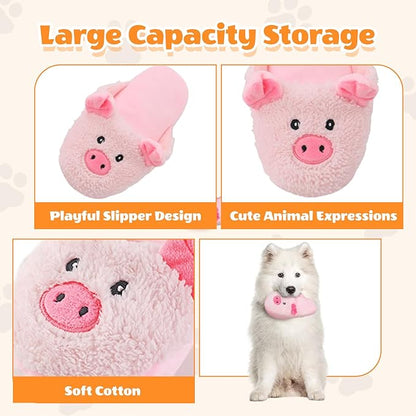 Andiker Dog Squeaky Toy, Cute Slipper Shaped Dog Chew Toys with a Squeaker and Crinkle Paper, Hide Food Puppy Stuffed Toy for Small Medium Dogs to Bite and Relieve Boredom and Stress (Pink)