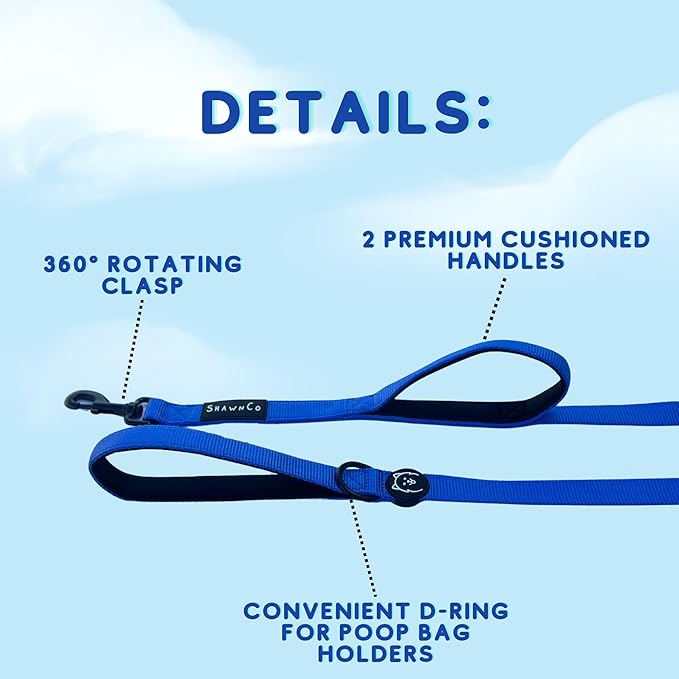 ShawnCo Dream Walk Dog Leash- Premium, Nylon Pet Leash with Soft Neoprene Handle for Small, Medium and Large Dogs (Wolf Moon, M/L 6FT w/ 2 Handles)