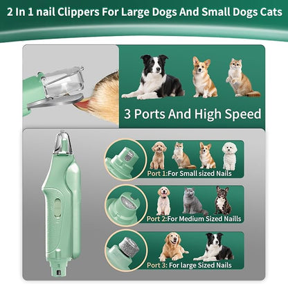 2-in-1 Cat Nail Clippers & Dog Nail Clippers Trimmers for Large Medium Small Dogs Cats Claw Trimmer Quick Sensor and Safety Guard USB Rechargeable with 2 LED Lights Dogs Nail Trimmer