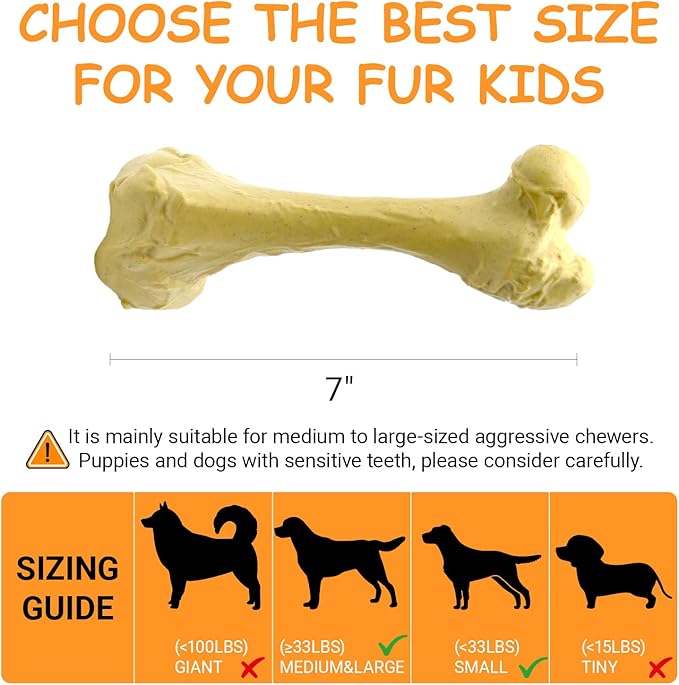 KIMOO Nylon Dog Chew Bone for Long Lasting, Durable Dog Chew Toys for Aggressive Chewers Dogs Treats Bones with Chicken Flavor for Large Dogs Over 33 Ibs, 1 Pack
