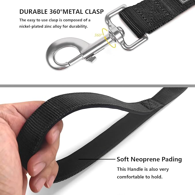 Basic Dog Leashes 6 FT Padded Handle Nylon Dogs Leashes for Large Dogs Black