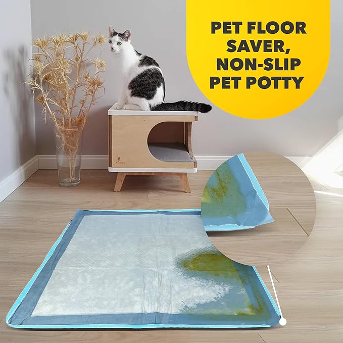 TidyFriend 2 Pack Dog Pee Pad Holder Tray - Fits Up to 24” x 24” Pee Pad Holder for Dogs - Stable Grip, Raised Edges, Quick-Wipe Silicone Surface Dog Pad Holder for Indoor (Sky Blue)