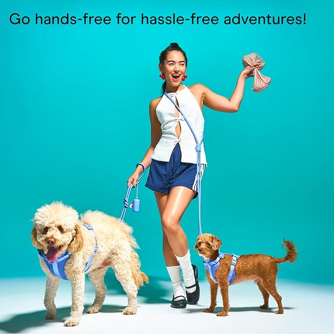 Wild One Hands-Free Adjustable Rope Dog Leash, Standard: 4' to 8.5' Long, .5" Wide, Adjustable for Crossbody, Waist & Handheld, Bubblegum