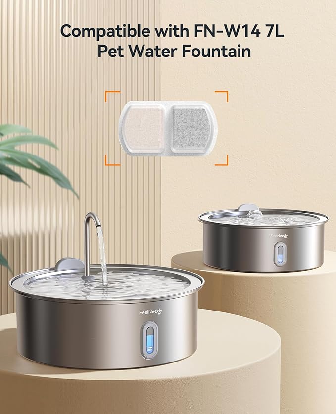 FEELNEEDY 6 Pack Dog Water Fountain Filter & Pump Filter Sponges Replacement, Pet Water Fountain for 1.8Gal/7L/230 fl oz Cat Water Fountain (FN-W14)