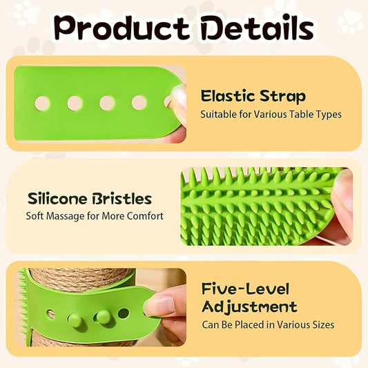 Silicone Grooming Strap Pad for Cats, 2025 New Cat Self Groomer Brush Adjustable Silicone Cat Self Groomer Brush, Multifunctional Cats Combs Massager for Cats Tree Furniture Sofa Chair Legs (Colorful)