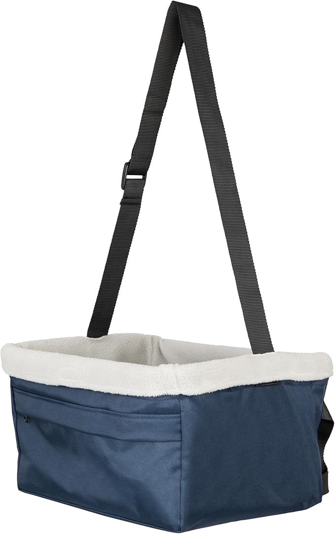 PetSafe Happy Ride Booster Seat for Dogs - Open Road Comfort - Safe Tether System - Zipper Pouch Dog Seat - Machine Washable Fleece Liner - Easy Install Design - Navy - Up to 12 lb