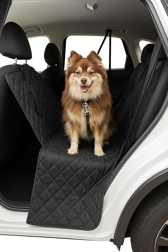 Dog Seat Cover for Back Seat – Heavy-Duty Dog Hammock for Car Seat Cover with Side Flaps – Waterproof, Scratch-Resistant, Non-Slip Dog's Car Seat Cover for Cars, Trucks & SUVs (Black)