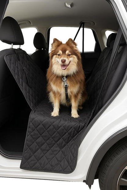 Dog Seat Cover for Back Seat – Heavy-Duty Dog Hammock for Car Seat Cover with Side Flaps – Waterproof, Scratch-Resistant, Non-Slip Dog's Car Seat Cover for Cars, Trucks & SUVs (Black)