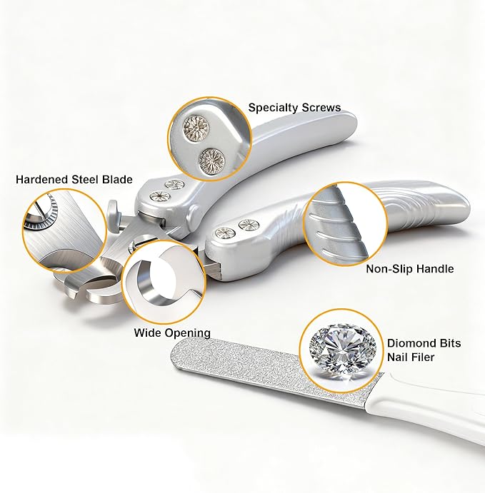 Dog Nail Clippers for Large Dogs, Heavy Duty Dog Nail Cutter, Extra Sharp Scissor for Meddium, Large and Extra Large Pets, with Dog Nail File
