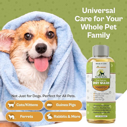 Oatmeal Dog Shampoo and Conditioner for Allergies, Itching and Sensitive Skin - Smelly, Itchy Pet Cleaning Supplies - Puppy Wash, Anti Itch and Dandruff, Organic Formula - Suitable for Cats