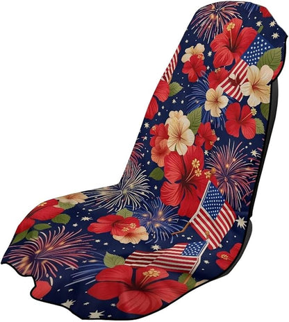 SEANATIVE Car Accessories Sweat Towel Seat Cover Protectors Hibiscus US Flag Cushion Covers Universal Fit for Car Truck SUV Seat for Dog & Kid Workout Outdoor or Sport Activities
