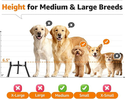 LOOBANI Raised Dog Bowl Stand: Fits for Bowls Width 5.9"-8.7" (Without Bowls), Adjustable Width Elevated Dog Bowl Stand Water Food Feeder for Medium Adult, Seniors, Older, Arthritis Dogs Black Medium