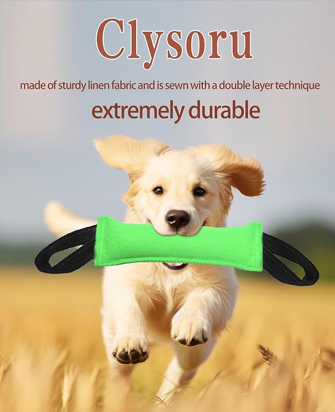 Clysoru Tug of War Dog Toy Bite with 2 Strong Handles Made of Durable Tear Resistant Strong Stitches
