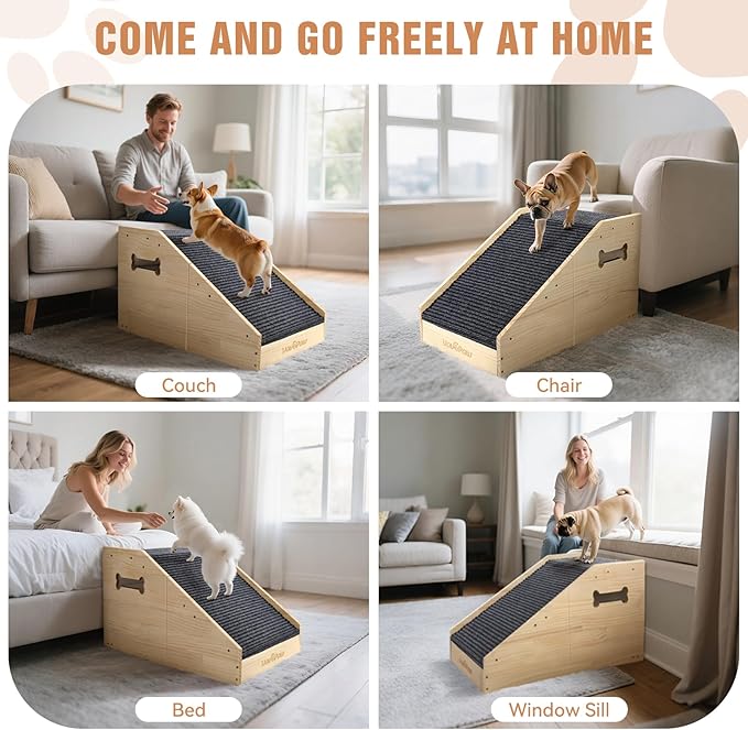 Dog Ramps for Small Dogs, Dog Steps for Couch with Non-slip Cover and Pads, Gentle Slope Ramp for Dogs to Get on Bed, Couch, Patio, Window Sill, Car, Easy up and down Pet Ramps for Puppy, Cats