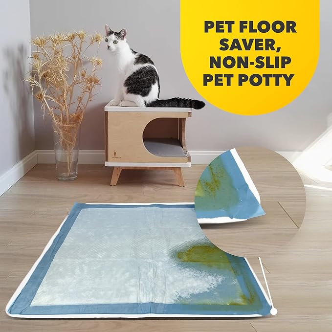Skywin TidyFriend Dog Pee Pad Holder Tray - Fits Up to 24” x 24” Pee Pad Holder for Dogs - Stable Grip, Raised Edges, Quick-Wipe Silicone Surface Dog Pad Holder for Indoor Flooring Protection (White)