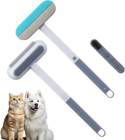 Cat Hair Remover 4-in-1 Multi-Functional Brush Double-Sided, Reusable & Washable Lint Cleaner for Dog and Cat Hair Gentle on Furniture, Sofa, Carpets, Clothing, Pet Beds - 17" Long Handle (2026 New)
