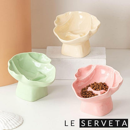 Ceramic Raised Pet Slow Feeder Bowl, Elevated Cat and Dog Slow Feeder, Decorative Standing Doggy Design, Anti-Slip Base, Anti-Vomiting (Green)