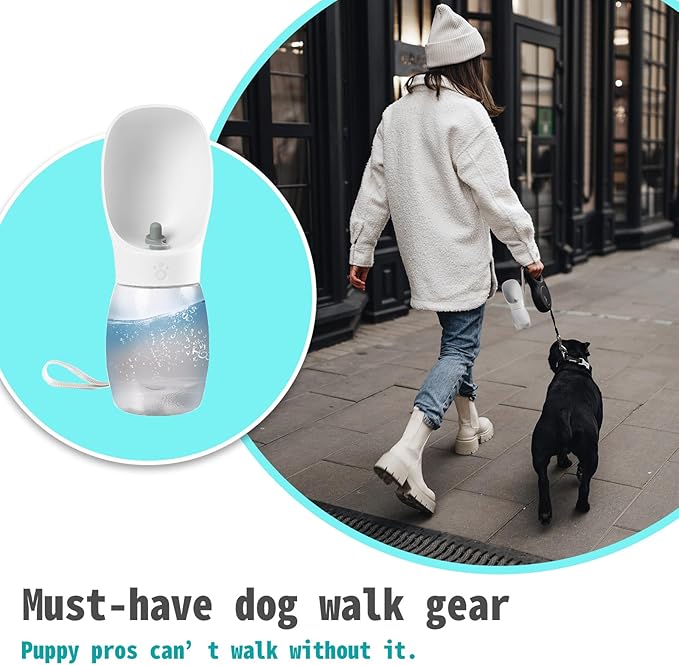 Kalimdor Dog Water Bottle,Leak Proof Portable Puppy Water Dispenser with Drinking Feeder, Dog Walking Accessories for Pets Outdoor Walking, Hiking, Travel, Food Grade Plastic