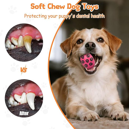 Squeaky Dog Toys, Soft Chewing Dog Balls, 9 Pcs Interactive Squeak Fetch Playing Pet Toy, Durable Bouncing Toys to Keep Them Busy, 2.6" Egg Ball for Puppies Small Breeds