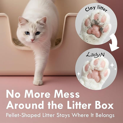 Lady N Pellet Tofu Cat Litter, Strong Clumping Ultra Absorbent, Dust-Free Low Tracking, Enviro-probiotic and Activated Carbon for Odor Control 9lb (1 Pack Unscented)