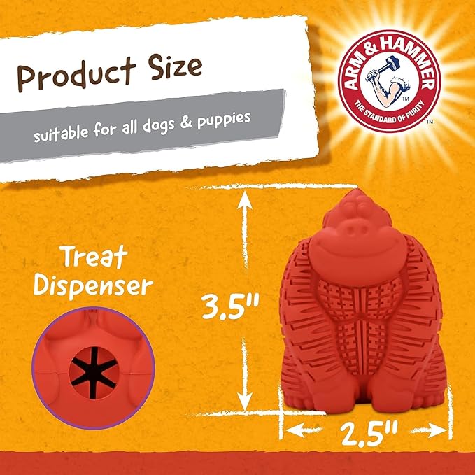 Arm & Hammer for Pets Super Treadz Mini Gorilla Dental Chew Toy for Dogs - Dog Dental Chew Toys Reduce Plaque & Tartar Buildup Without Brushing - for Dogs up to 25 Lbs (Pack of 24)